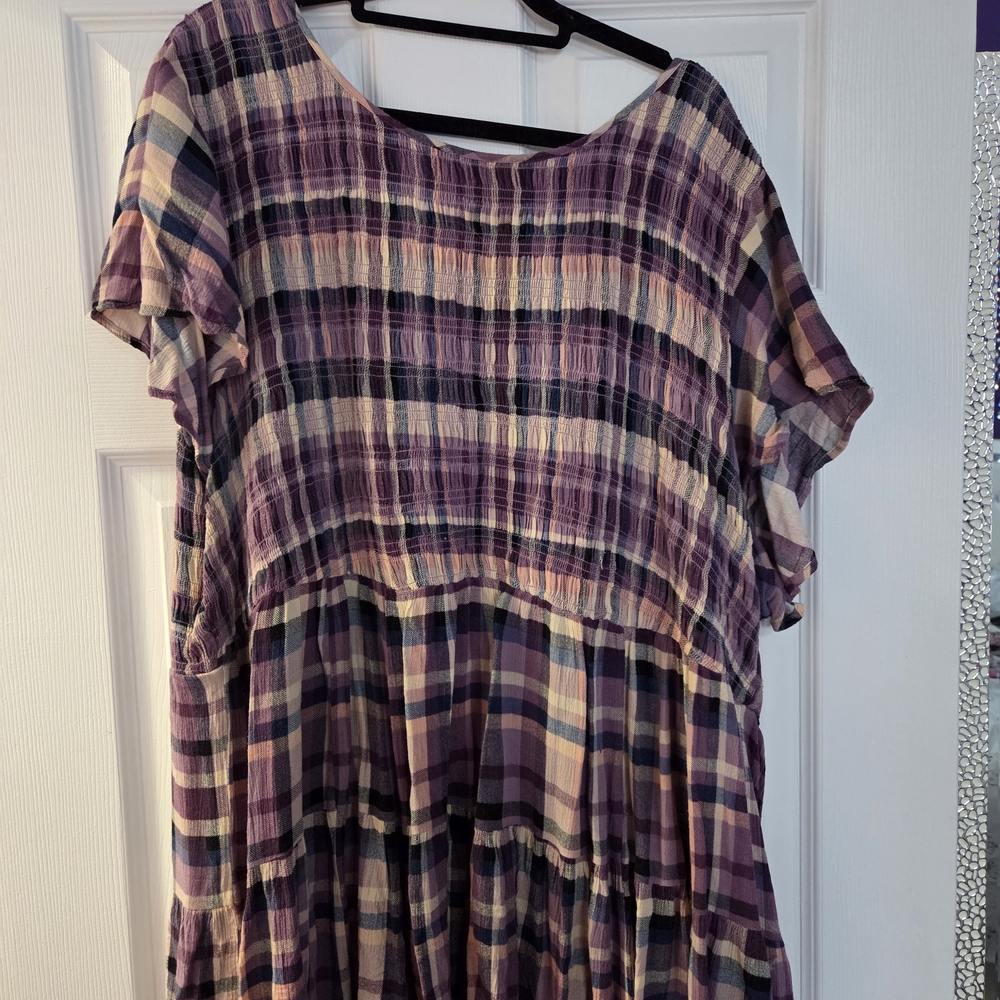 Torrid Lavender Plaid Tiered Top
